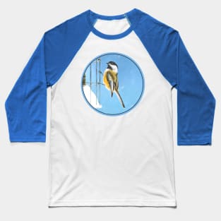 Chickadee on Feeder Baseball T-Shirt